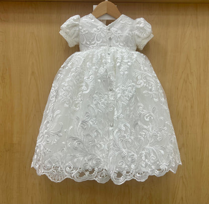 Heirloom Embroidered Lace Christening Gown Clarita