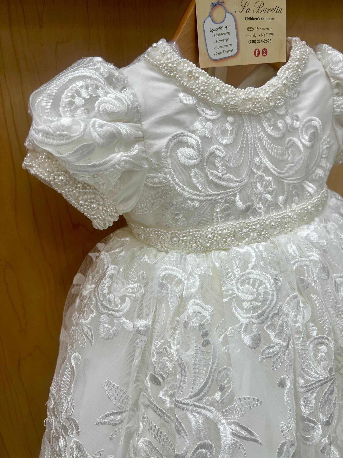 Heirloom Embroidered Lace Christening Gown Clarita