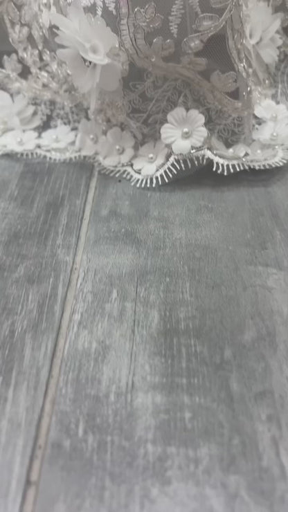 Maria 3D flower lace christening Gown
