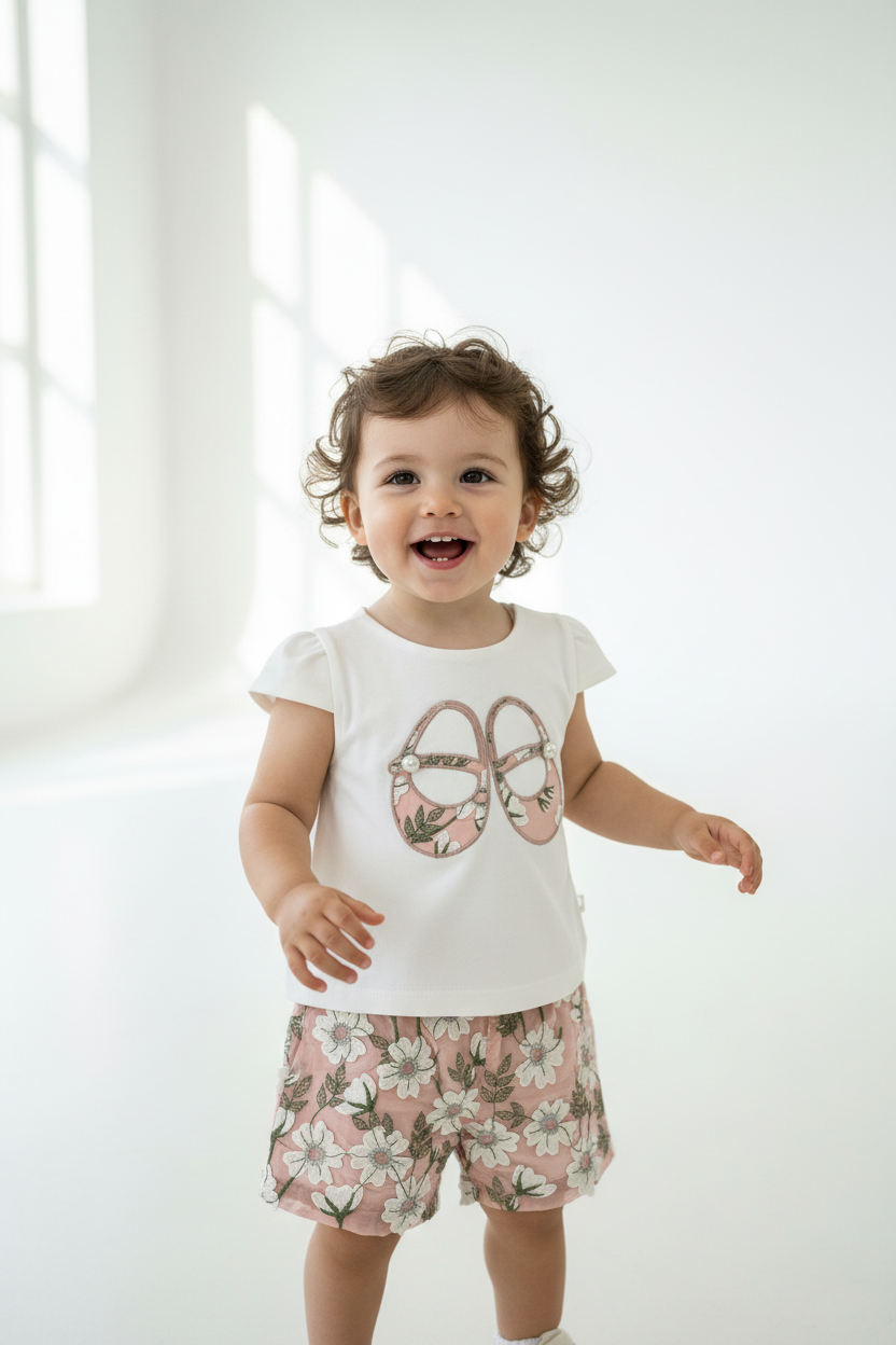 Toddler wearing floral outfit