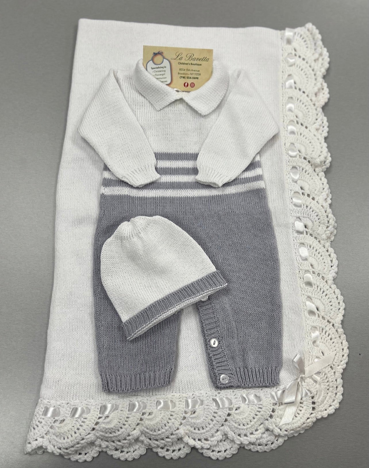 Baby Knit Take-Home Set – Gray & White