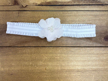 White Lace  with pink flowers 2-Piece Baby Set