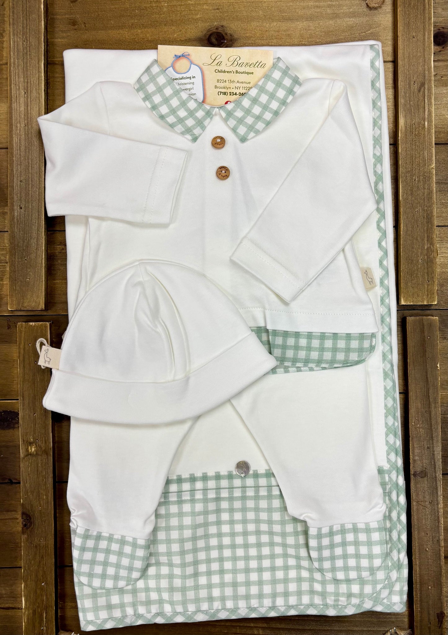 Baby Gingham Take-Home Set – 4-Piece Layette