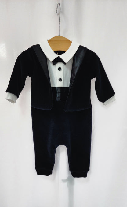 Bimbalo Boys One Piece Black Velvet Tuxedo Jumpe 6224
