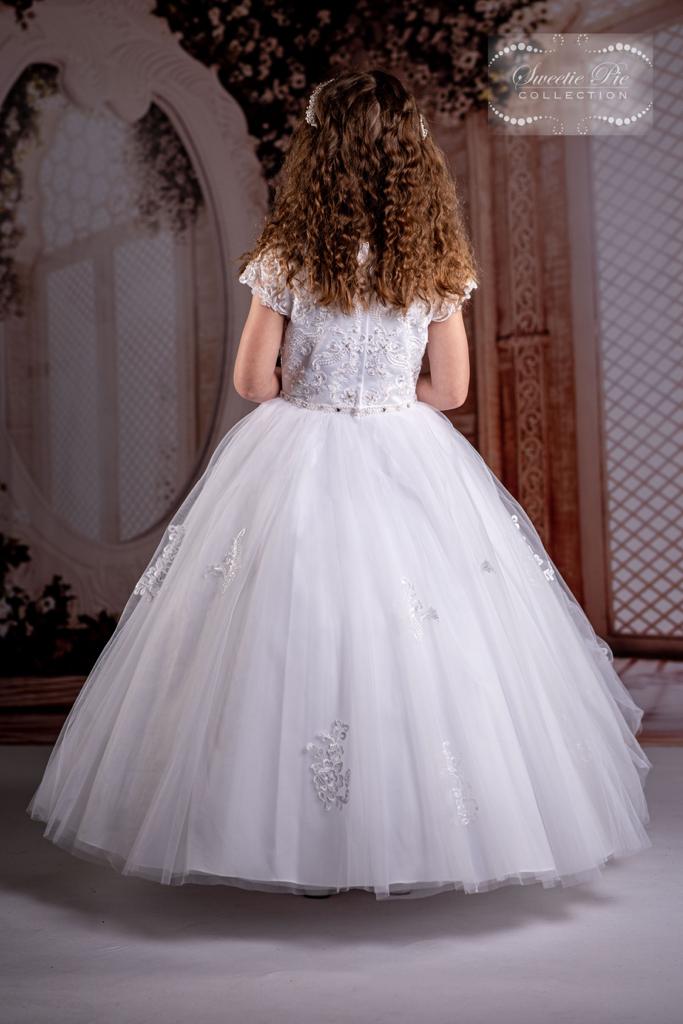 Back Sweetie Pie communion Dress with lace trimmed
