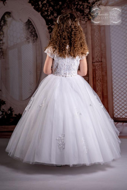 Back Sweetie Pie communion Dress with lace trimmed