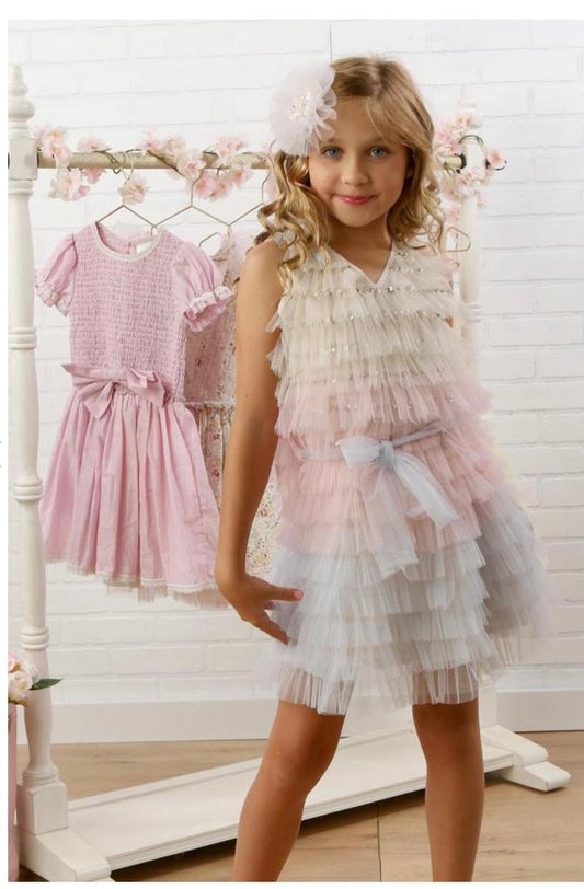 Beige Frill Girls Dress | Holiday season | La Bavetta | New York