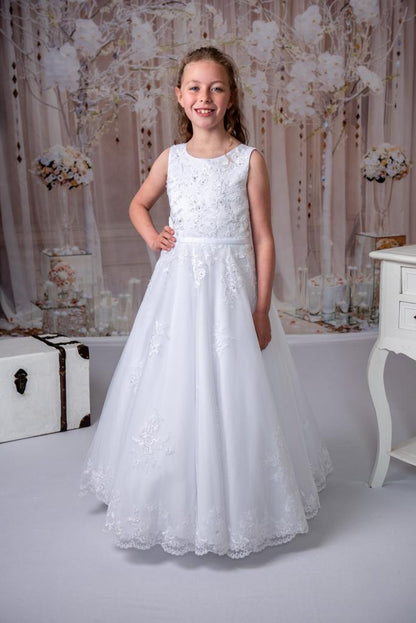 RosaBella by Sweetie Pie Communion Dress lace trimmed long gown RosaBella by Sweetie Pie Communion Dress lace trimmed long gown