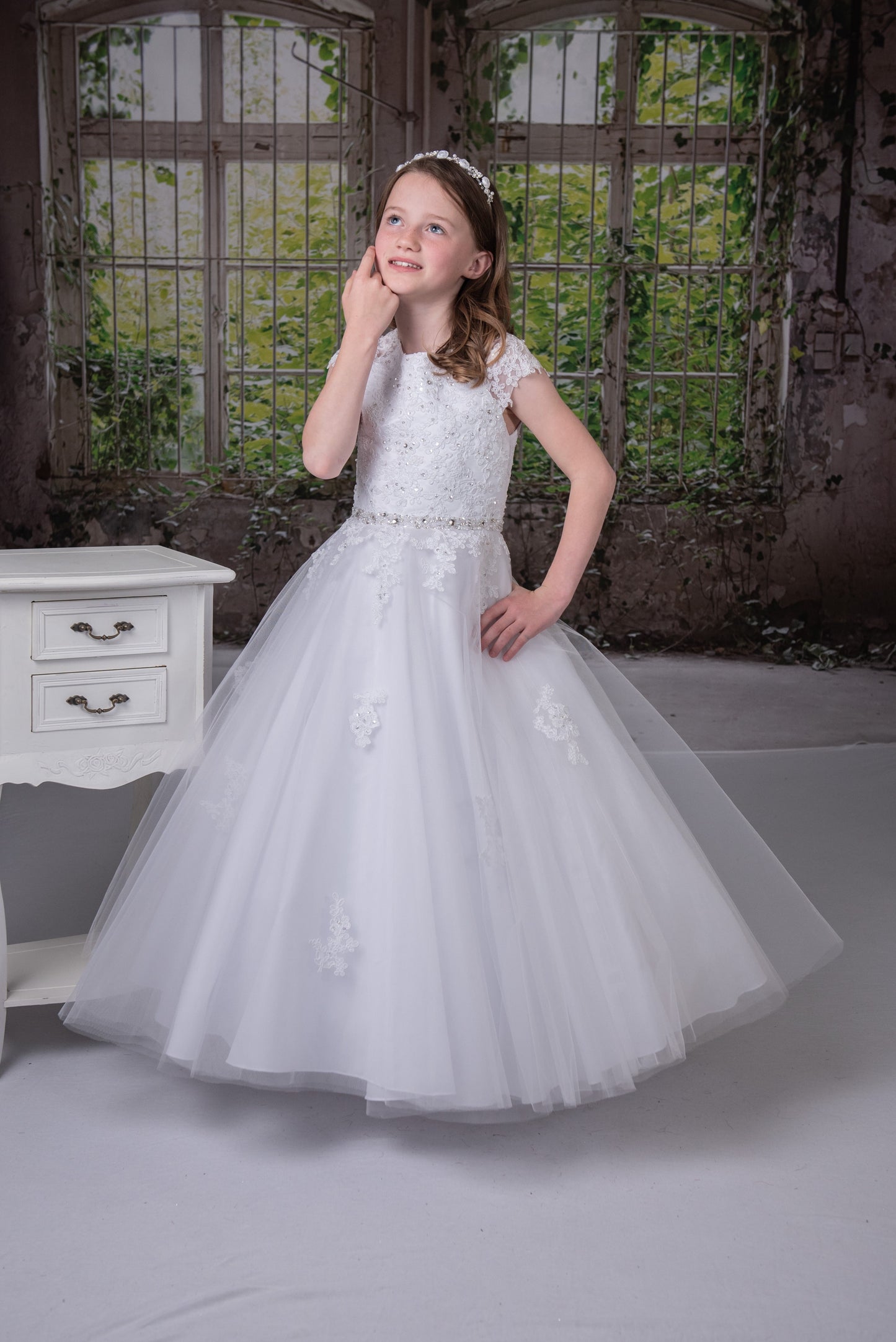 Sweetie Pie Communion Dress short sleeve floral