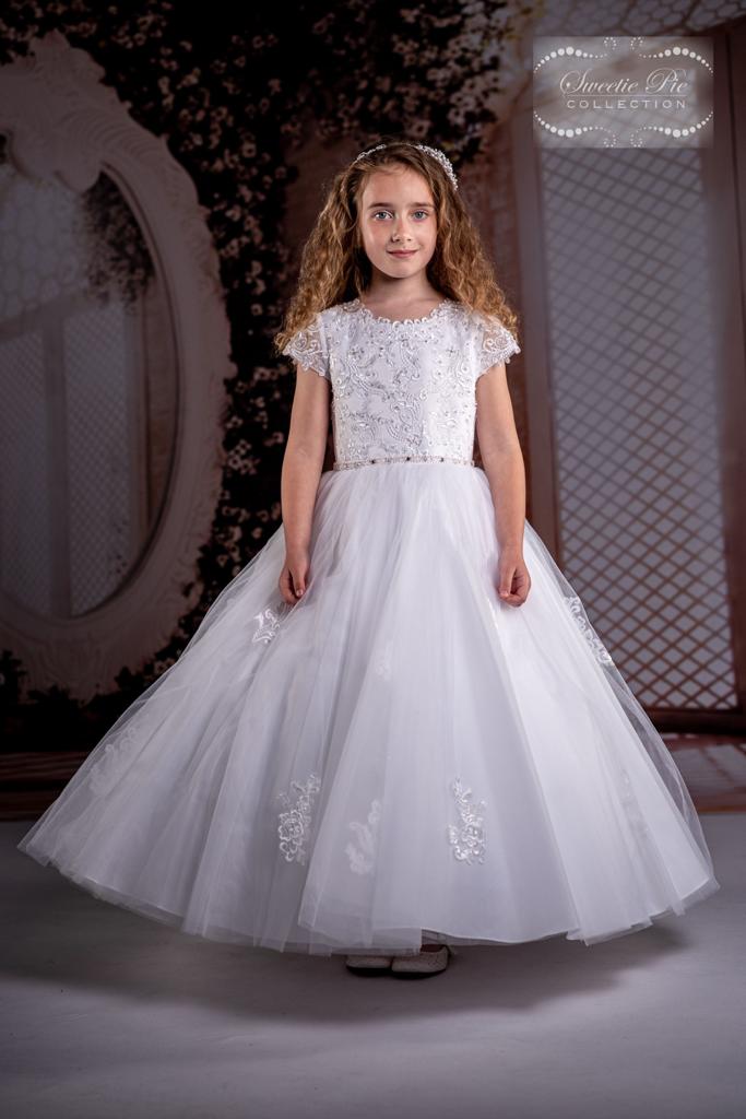 Sweetie Pie communion Dress with lace trimmed