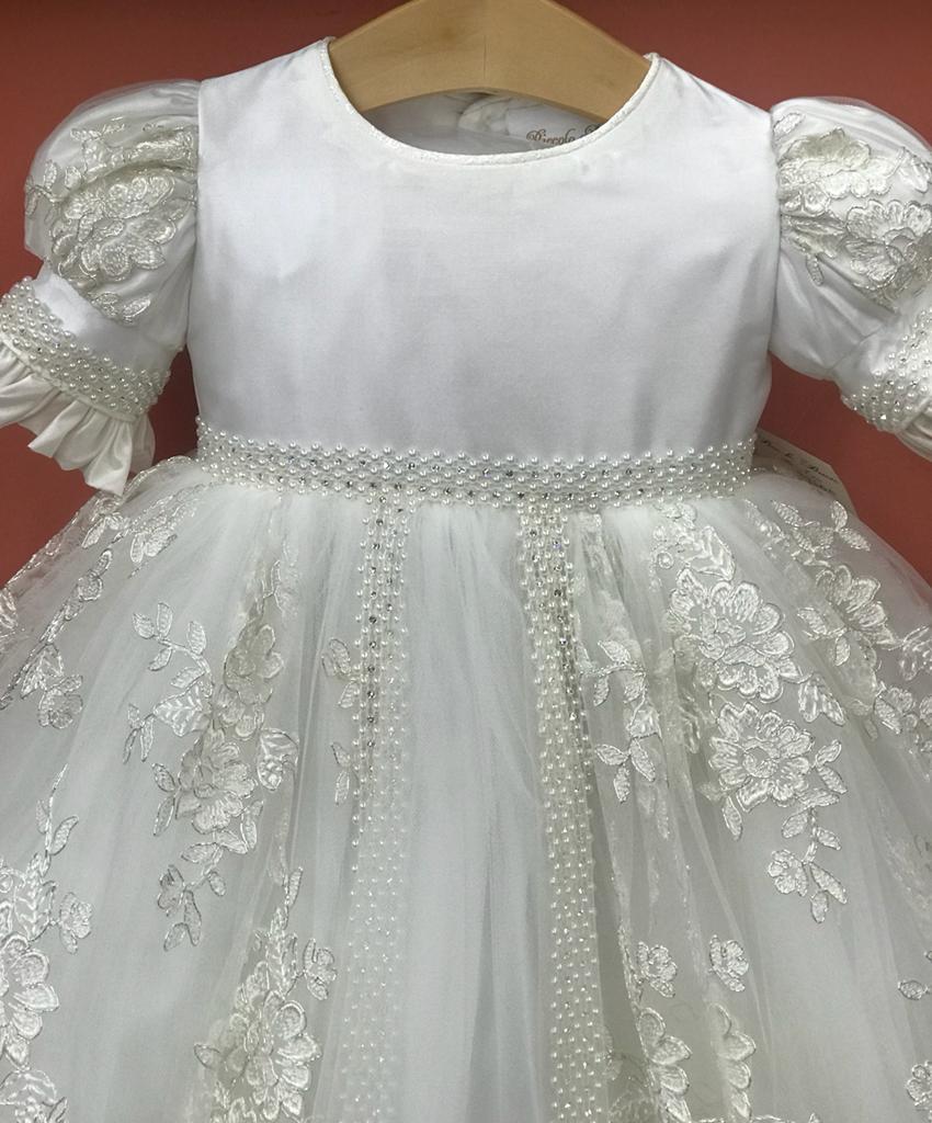 baptism dresses near me Antoinette Lace Cap-Sleeve Baptism Dress & Christening Gown
