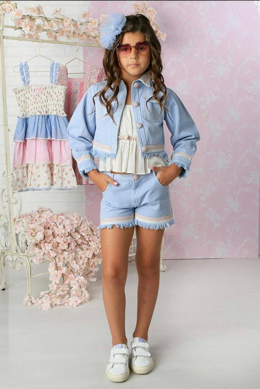 Blue Denim shorts set