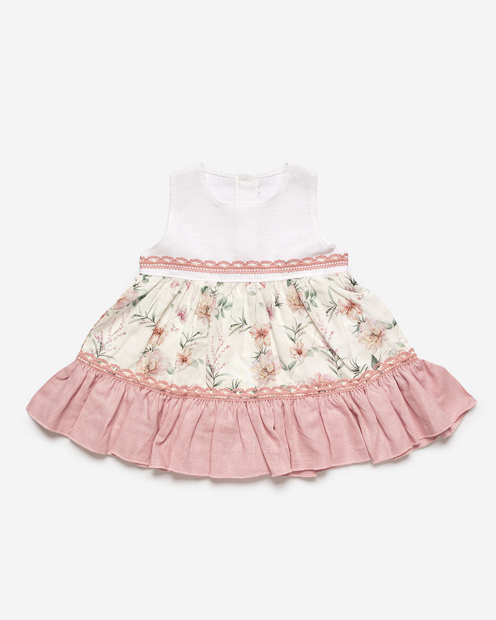 J7128 linen floral & mauve dress